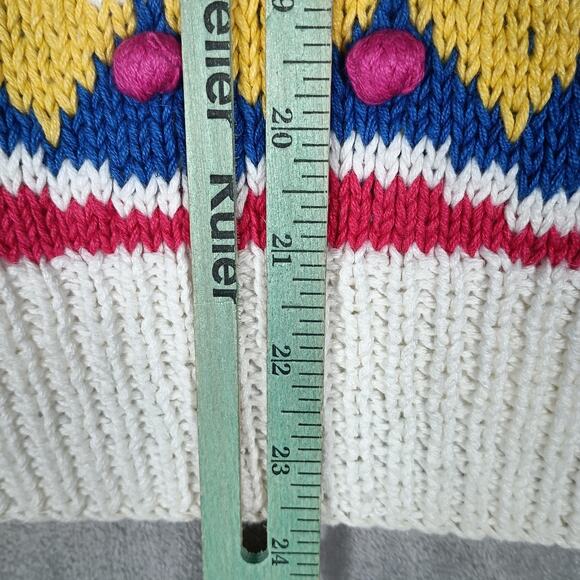 Vintage Cape Isle Knitters Sweater Womens Large Short Sleeve Floral 80s Knit - Picture 7 of 9